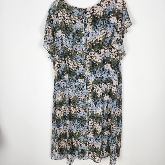 Signature Collection Floral Dress Size 22/24W Flutter Sleeve Art to Wear Office - Picture 2 of 10